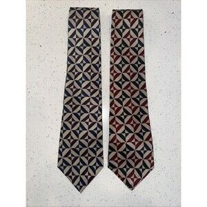 Givenchy Monsieur Vintage Neckwear Men’s Neck Tie Set Of 2 1980’s Geometrical